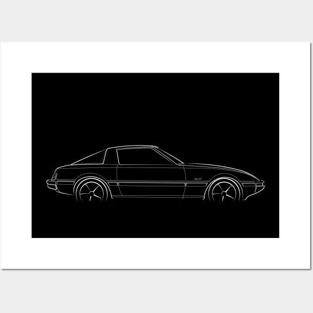Mazda RX-7 FB - profile stencil, white Wall Art by mal_photography